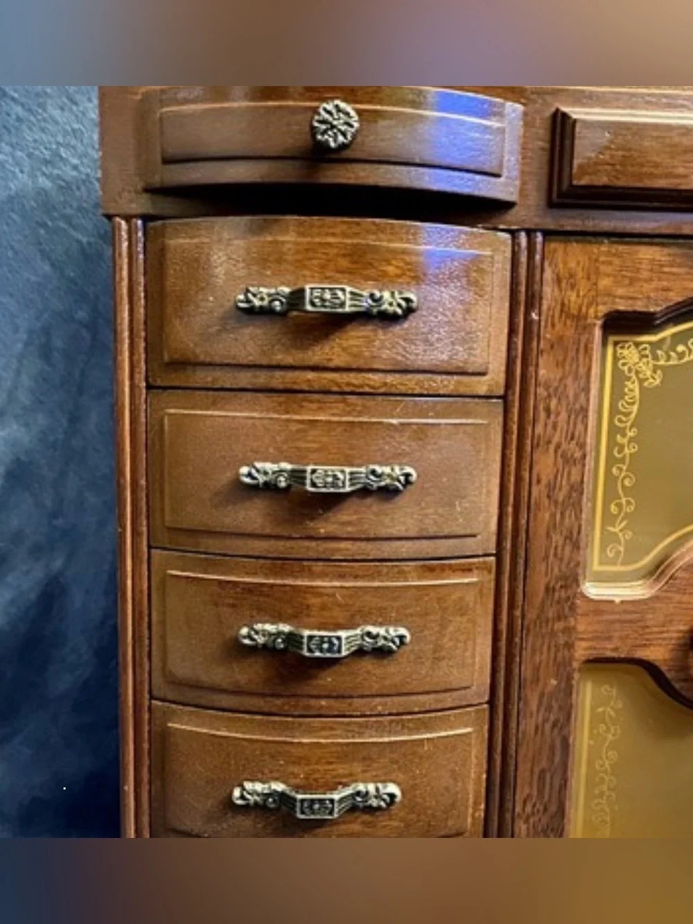 Vintage London Leather Musical Armoire Dresser Jewelry Box Carousel 14.5'H